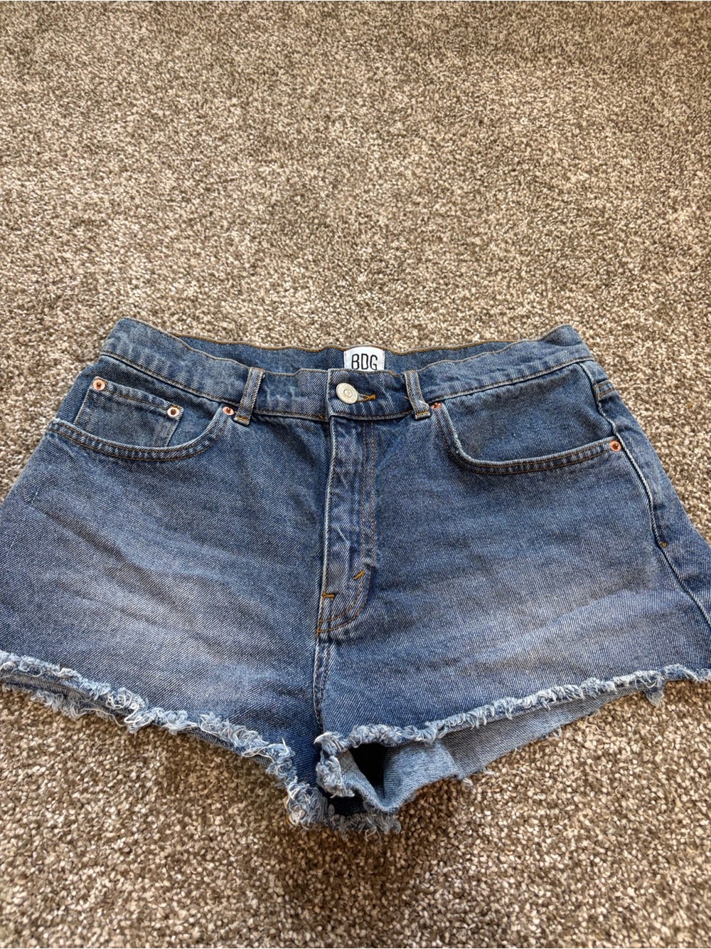 BDG Denim Cutoff Shorts in Medium Blue